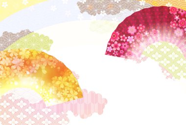 Kiraz çiçekleri Japon desenli bahar arkaplanı 