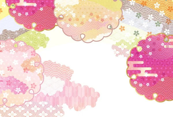 Kiraz çiçekleri Japon desenli bahar arkaplanı 