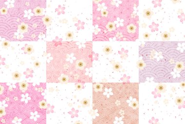 Kiraz çiçekleri erik Japon desenli arka plan 