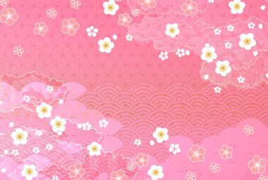 Kiraz çiçekleri erik Japon desenli arka plan 