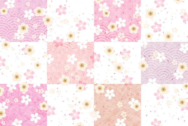 Kiraz çiçekleri erik Japon desenli arka plan 