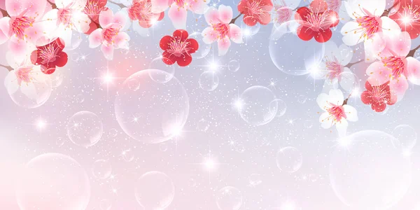 Цветение Сакуры Весенний Фон — стоковый вектор