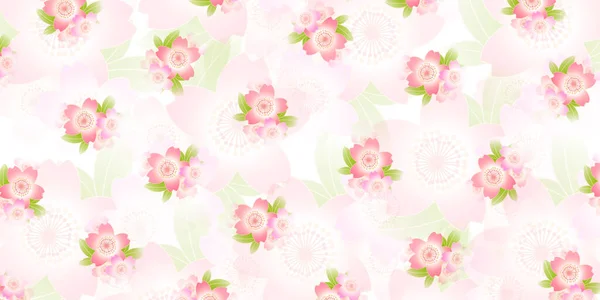 Cherry Blossoms Spring Japanese Pattern Background — Stock Vector