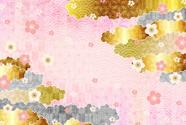 Ciruela Patrón Japonés Fondo Primavera — Vector de stock