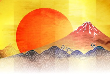 Mt. Fuji dalgası Japon desen arka planı 