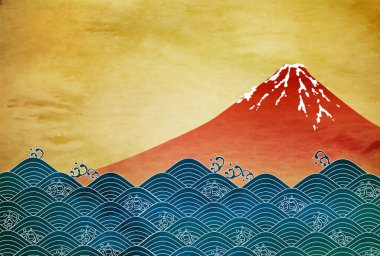 Mt. Fuji dalgası Japon desen arka planı 