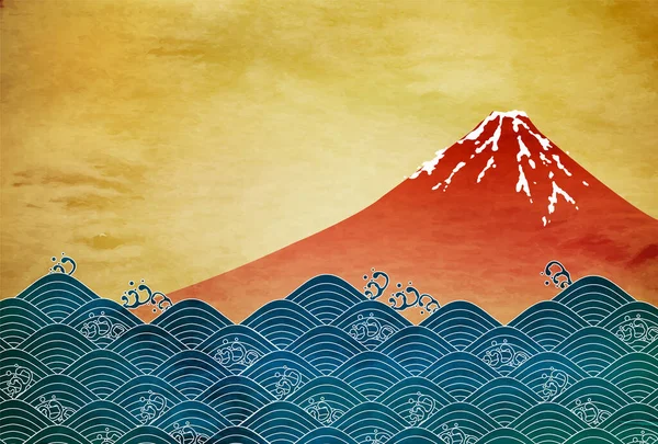 Góra Fuji Fala Japoński Wzór Tło — Wektor stockowy