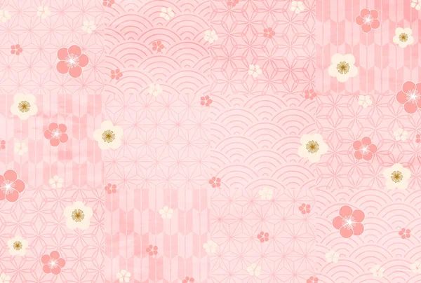 Plum Japanese Pattern Spring Background — Stock Vector