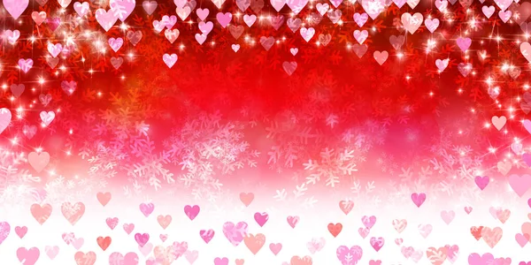 Día San Valentín Corazón Nieve Fondo — Vector de stock