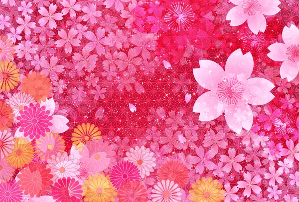 Cherry Blossoms Japanese Pattern Chrysanthemum Background — стоковий вектор