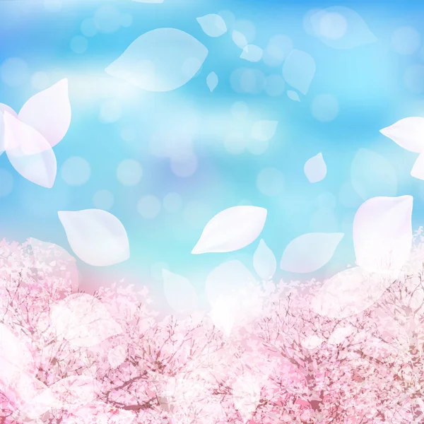 Cherry Blossoms Spring Flower Background — Stock Vector