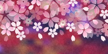 Kiraz çiçekleri Japon desenli bahar arkaplanı 