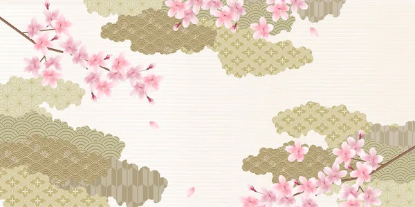 Cherry Blossoms Spring Flower Background — Stock Vector