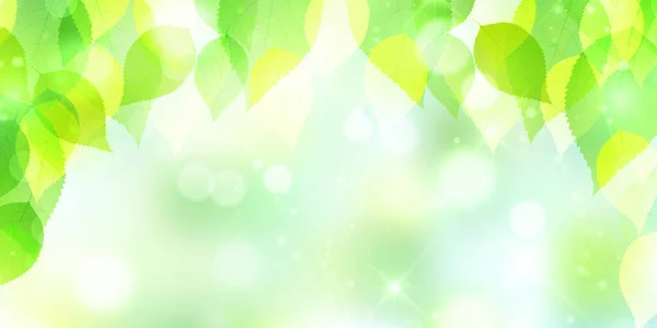 Fresh Green Leaves Landscape Background — Stock Vector