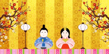 Hinamatsuri erik Japon desenli arka plan 