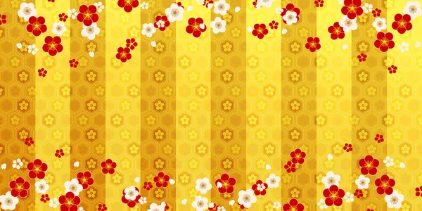 Hinamatsuri Plum Japanese Pattern Background — Vetor de Stock