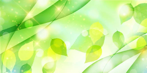 新鲜绿叶春光背景 — 图库矢量图片
