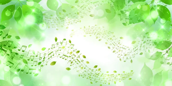 Taze Yeşil Yaprak Müzik Arkaplanı — Stok Vektör