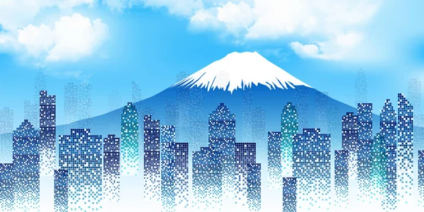 Fuji Edifício Cidade Condomínio Fundo — Vetor de Stock