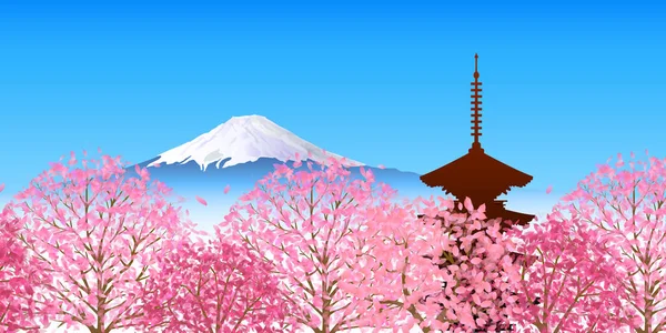 Fuji Fiori Ciliegio Primavera Sfondo — Vettoriale Stock