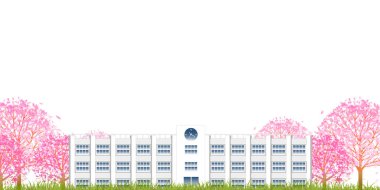 Okulun kiraz çiçeği bahar arkaplanı 