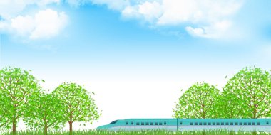 Taze yeşil mermi tren manzarası 