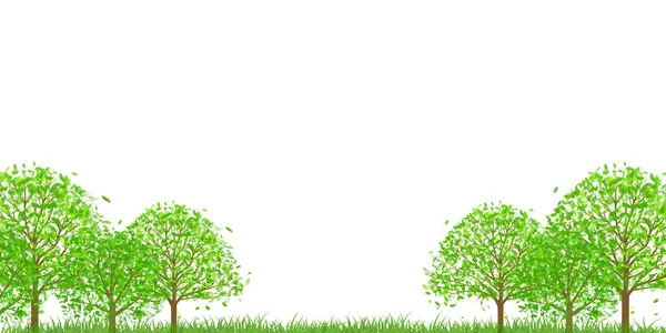 Świeże Zielone Tło Krajobrazu Drzewa — Wektor stockowy
