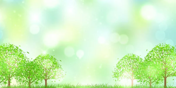Fresco Verde Árvore Paisagem Fundo — Vetor de Stock