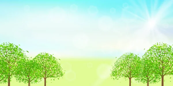 Fresh Green Tree Landscape Background — Stock Vector