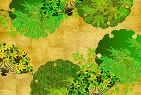新鮮な緑のカエデの葉が背景 — ストックベクタ