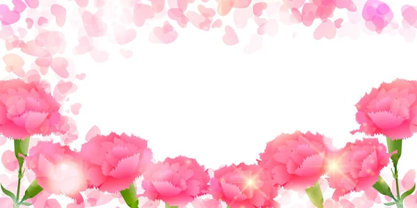 母亲节康乃馨心脏背景 — 图库矢量图片