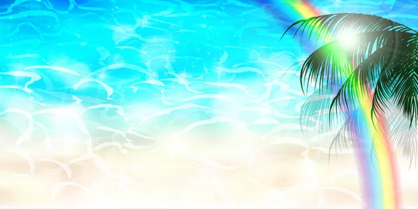 海棕榈彩虹水面背景 — 图库矢量图片