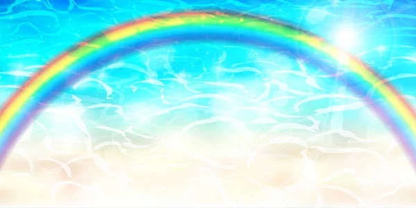 Sea Water Surface Rainbow Background — Stock Vector