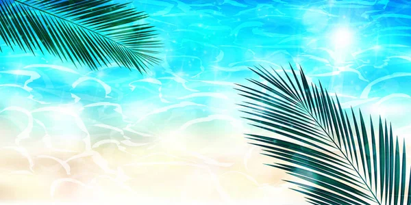 Zeewater Oppervlak Palm Achtergrond — Stockvector