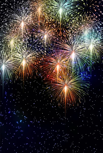 Fireworks Summer Night Sky Background — Stock Vector