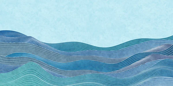 Dalga deniz Japon desenli arka plan