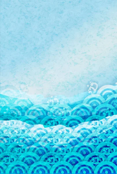 Vague Mer Motif Japonais Fond — Image vectorielle