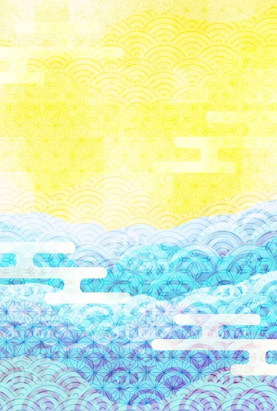 Vague Mer Motif Japonais Fond — Image vectorielle