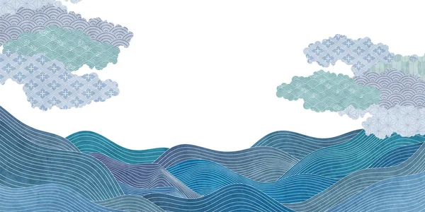 Cloud Wave Japanese Pattern Background — 스톡 벡터