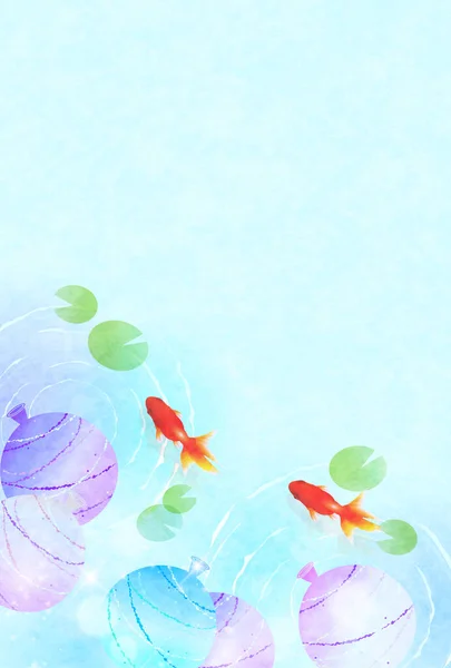 Water Balloon Summer Festival Goldfish Background — Stock Vector