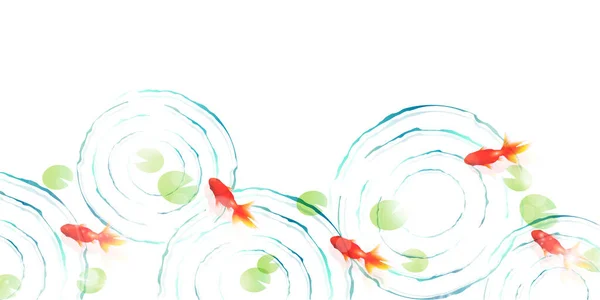 Goldfish Swirl Japanese Pattern Background — стоковий вектор
