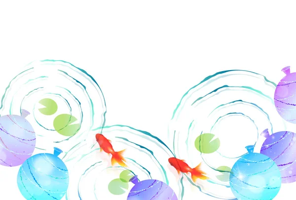 Goldfish Swirl Japanese Pattern Background — Stock Vector