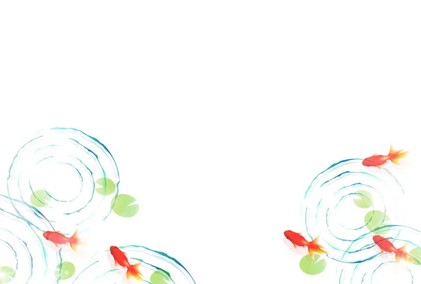 Goldfish Swirl Japanese Pattern Background — Stok Vektör