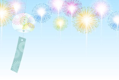 Havai fişek festivali yaz rüzgar çanı arka planı