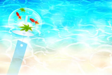 Deniz dalgası japon balığı rüzgar çanı arka planı