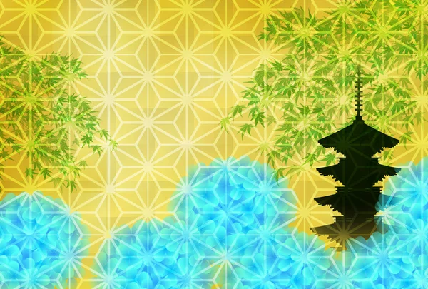 Hydrangea Maple Ιαπωνικό Φόντο Μοτίβο — Διανυσματικό Αρχείο
