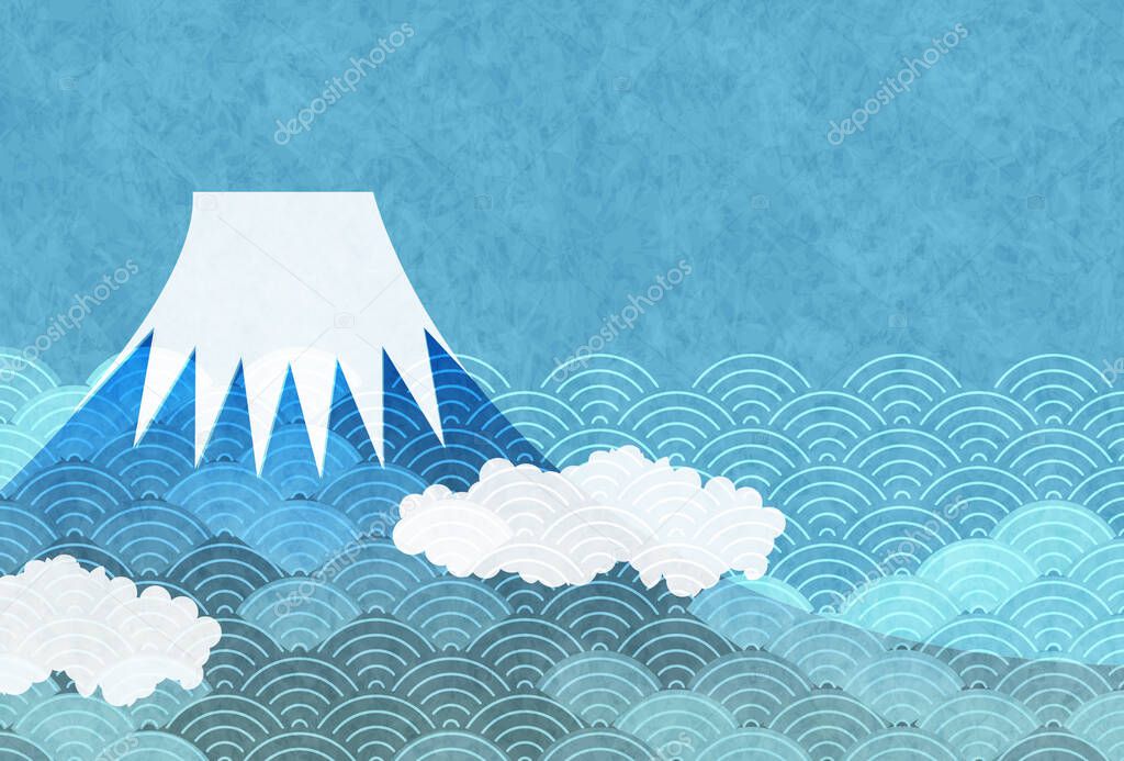 Mt. Fuji Japanese pattern wave background