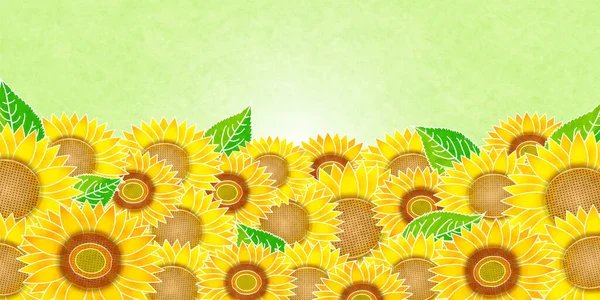 Girasol Verano Papel Japonés Fondo — Vector de stock