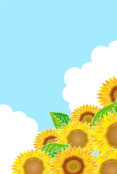 Sunflower Summer Sky Cloud Background — Stock Vector