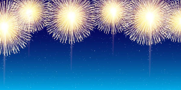 Fireworks Summer Night Sky Background — Stock Vector